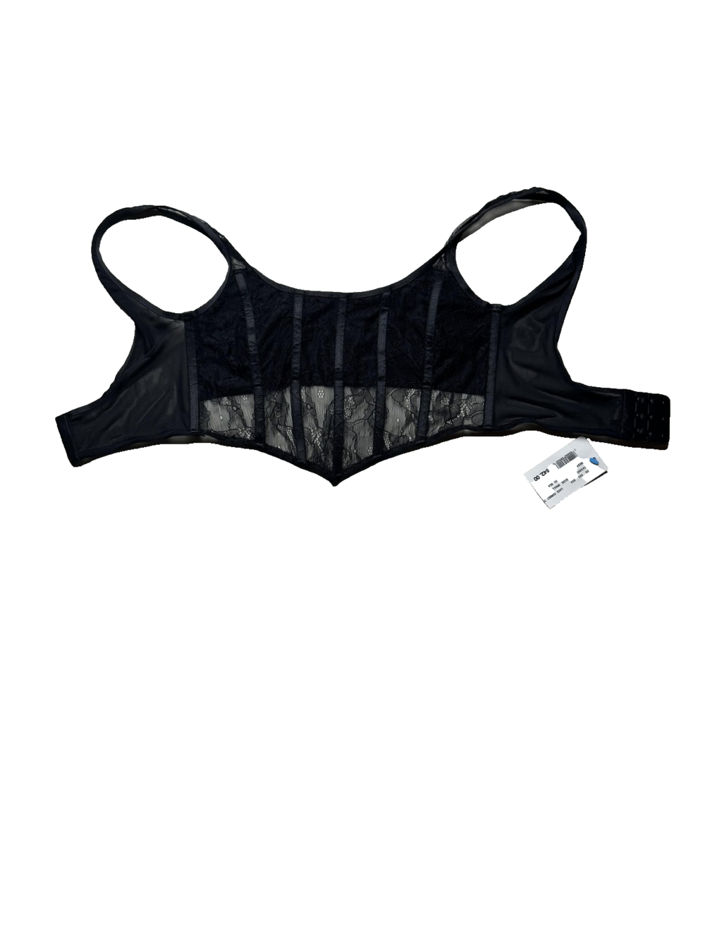 Hey Babe Lace Corset Top Womens Small Black Mesh Sheer Bustier Crop New Tag